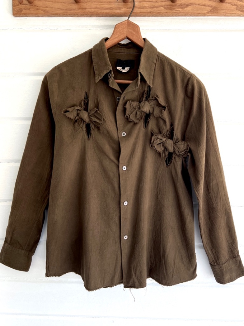Vintage COMME DES GARCONS Dyed Knot Design Long Sleeve Shirt- M
